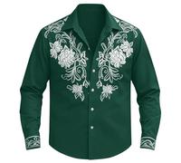 Generisch Chemise western à manches longues pour garçon avec boutonnière - Motif à carreaux classique - Style ranch - Pour le quotidien, l'école, l'extérieur, les loisirs, Vert foncé., 12-13 ans