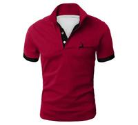 Generisch Chemises d'été décontractées pour homme, manches courtes, boutonnées, coupe ample pour un usage quotidien, parfait pour les tenues par temps chaud., rouge, L