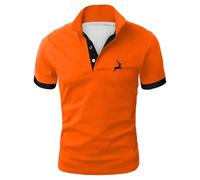 Generisch Chemises d'été décontractées pour homme, manches courtes, boutonnées, coupe ample pour un usage quotidien, parfait pour les tenues par temps chaud., Orange, XXL