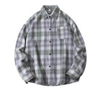 Generisch Chemises pour homme - Chemise tendance pour homme - En flanelle - Coupe ample - Décontractée - Manches longues - À carreaux - Parfait pour un usage quotidien - Tissu confortable, Gn2, L