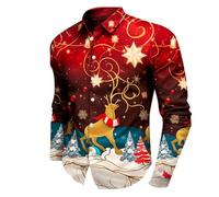 Generisch Chemises pour hommes offres Père Noël impression numérique 3D, manches longues chemise homme rayures bleu, Blanc., 3XL