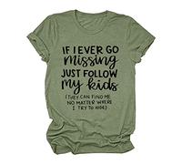 Generisch Chemisier décontracté pour femme dans les lettres lors de l'impression Chemises amples élégantes Col rond Longueur de manches courtes Take Tops, vert, XXL