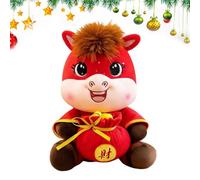 Generisch Cheval en peluche, animaux chinois du Nouvel An - Dieu de la richesse 2026 Mascotte Paix Cartoon Figurine pour étudiant Famille Adulte Enfant Ami Salon