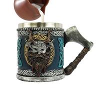 Generisch Chope à bière, tasse à café rétro en acier inoxydable, 450 ml, tasse à café gothique, tasse à thé de grande capacité, tasse à café de voyage pour réunion de famille, fêtes entre amis