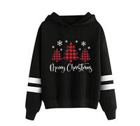 Generisch Choses cool pour les garçons 13 Sweat à capuche ample imprimé arbre de Noël à manches longues Sac pour chat Femme, Noir , L