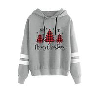 Generisch Choses cool pour les garçons 13 Sweat à capuche ample imprimé arbre de Noël à manches longues Sac pour chat Femme, gris, L