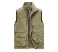Generisch Christmas, gilet de travail pour homme, coupe ample, double polaire, avec doublure en polaire, vêtement de travail avec col montant, kaki, 3XL