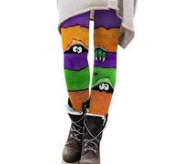 Generisch Christmas Hits Top 100 Femmes Printemps Casual Print Leggings Bottines Robe Femme, jaune, S