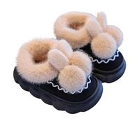 Generisch Chunky Cloud Pantoufles pour femmes Bunny Flou Slides en peluche Plateforme Chaussures non mignonnes pour l'hiver à la maison Chaussons Chaussettes Homme, Noir , 33.5 EU