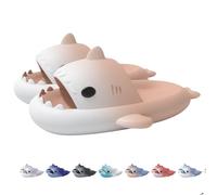 Generisch Claquettes de requin bicolores avec dégradé de couleur, pantoufles antidérapantes à semelle souple, chaussures de plage, Blanc/rose, 40/41 EU