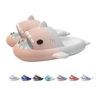 Generisch Claquettes de requin bicolores avec dégradé de couleur, pantoufles antidérapantes à semelle souple, chaussures de plage, Rose/blanc, 38/39 EU
