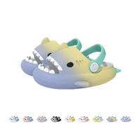 Generisch Claquettes de requin pour enfants, sandales nuage requin pour enfants, sandales Gradient Shark originales, douces, antidérapantes, Bleu/jaune/vert, 24/25 EU