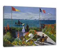 Generisch Claude Monet - Jardin à Sainte-Adresse comme toile/tableau/impression d'art/prêt couvert (120x80)