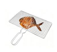 Generisch Clip en acier inoxydable pour poisson et légumes grillés, panier de barbecue pliable, grille de cuisson antiadhésive avec poignée, clip pour la cuisine en plein air et le camping