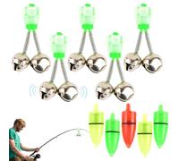 Generisch Cloches de canne à pêche et veilleuse | 5 x alarme d'appât de pêche | Alarme de canne à pêche, clips de pêche, indicateur de pêche de nuit LED pour canne à pêche en mer