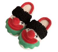 Generisch Clown Pantoufles amusantes pour femme - Moelleuses et chaudes - En mousse à mémoire de forme - Pantoufles d'intérieur - Pantoufles en feutre - Antidérapantes - Chaussures de loisirs, rouge