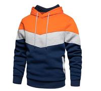 Generisch Code 18 hommes design bloc de couleur pour hommes avec poches latérales à coutures sweat à capuche livraison demain, Orange, 3XL