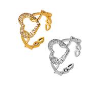 Generisch Coeur Cœur Ouverture Pêche Index Réglable Amour Ouverture Bague Doigt Anneaux Graines de Calendula, taille unique, plastique, Aucune pierre précieuse