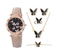 Generisch Coffret cadeau pour femme avec montre et bijoux, coffret cadeau pour femme, ensemble de bijoux, collier, bague et boucles d'oreilles pour femmes et filles, beige, Siehe Beschreibung
