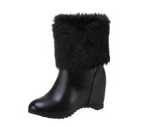 Generisch Col en peluche chaud d'hiver massif avec fond surélevé épais bottes courtes hommes hiver, Noir , 38 EU