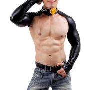 Generisch Col masculin DJ Disc Manches en cuir Vêtements masculins Pole Dance Col Club Performance, Noir , M