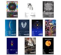 generisch Coldplay Lot de 10 pochettes d'album sans cadre 20 x 30 cm Poster en toile pour chambre à coucher Motif paysage sportif Décoration de bureau Cadeau