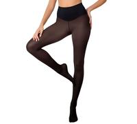 Generisch Collants d'hiver élastiques doublés avec design sans coutures pour un confort douillet hivernal, Noir , S