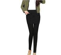 Generisch Collants d'hiver pour femme - Élasticité chaude - 2 en 1 - Legging d'hiver élégant - Taille haute - Avec mini jupe - Pantalon thermique stretch, Noir , XXL