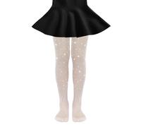 Generisch Collants résille pour filles, collants en résille, collants scintillants, leggings bling, chaussettes en résille, collants en strass avec motif creux pour la fête de Noël, Blanc., 6-12 Jahre