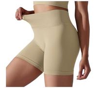 Generisch Collants sans couture taille haute effet peau de pêche pour femme, couleur unie, collants avec motif papillon, short de yoga, course à pied, fitness, beige, S