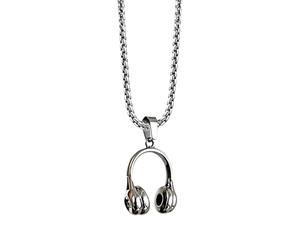 Generisch Collier avec écouteurs - Collier tendance pour homme de 60 cm avec pendentif casque en acier inoxydable | Chaîne de pull tendance de style hip-hop | Accessoire d'étudiant célibataire