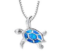 Generisch Collier avec pendentif en opale tortue de mer - Bijoux de plage faits à la main - Accessoires de vie marine - Chaînes pour femmes - Ange, Métal, No Gemstone