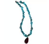 Generisch Collier court pour femme en turquoise naturelle avec pendentif goutte d'eau en résine fait à la main multicolore, Medium, Pierre, Pas de gemme