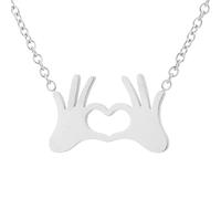 Generisch Collier cœur geste à la main - Collier pour amoureux - Ne se décolore jamais - Pour femme - Avec pendentif, Métal, No Gemstone
