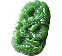 Generisch Collier dragon vert naturel sculpté à la main avec pendentif en jade jaspe