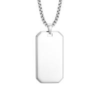 Generisch Collier en acier inoxydable pour homme avec pendentif plaque d'identité punk, Einheit, Acier inoxydable, Pas de pierre précieuse