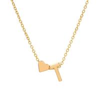 Generisch Collier en forme de cœur pour femme, alliage de luxe léger, 26 lettres, chaîne de clavicule d'amour, accessoire pendentif, Métal, No Gemstone