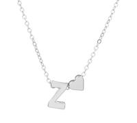 Generisch Collier en forme de cœur pour femme, alliage de luxe léger, 26 lettres, chaîne de clavicule d'amour, accessoire pendentif, Métal, No Gemstone