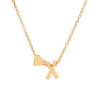 Generisch Collier en forme de cœur pour femme, alliage de luxe léger, 26 lettres, chaîne de clavicule d'amour, accessoire pendentif, Métal, No Gemstone