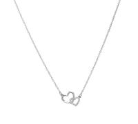 Generisch Collier en Pierre Précieuse Femmes Double Coeur Amour Simple Collier Femme Collier Clip, Métal, No Gemstone