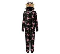 Generisch Combinaison à capuche de Noël pour femme avec joli imprimé « Merry Christmas » pour les mères et les enfants, Rose, XXL