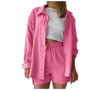 Generisch Combinaison courte en néoprène pour femme - Taille haute - Avec cordon de serrage - Grand ensemble de loisirs - Robe de plage en tissu éponge, Rose, XL