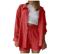 Generisch Combinaison courte en néoprène pour femme - Taille haute - Avec cordon de serrage - Grand ensemble de loisirs - Robe de plage en tissu éponge, Bordeaux, M