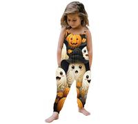 Generisch Combinaison de jeu sans manches pour bébé fille avec imprimé Halloween et pantalon, jaune, 5-6 ans