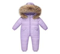 Generisch Combinaison de neige pour bébé - Combinaison d'hiver avec capuche - Pour nouveau-né - Fille et garçon - Imperméable - Chaude - Épaisse - En polaire - Avec pied - Pour bébé