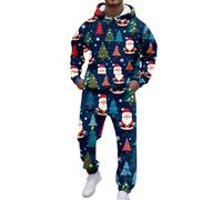 Generisch Combinaison de Noël pour homme avec imprimé intégral - Pyjama amusant avec le Père Noël et les ours polaires | Tenue de maison et de nuit festive pour les vacances, 3XL