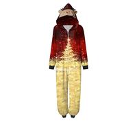 Generisch Combinaison de Noël pour maman comme pyjama familial confortable avec imprimé à carreaux sur une grande surface, vêtement de nuit décontracté à manches longues, or, M