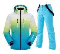 Generisch Combinaison de ski pour homme - Coupe-vent - Isolation - Vêtement d'hiver chaud - Veste de snowboard avec pantalon, bleu, XL
