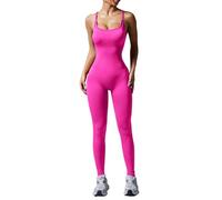 Generisch Combinaison de yoga pour femme - Combinaison moulante - Une pièce - Été - Extensible - Longue - Bodycon - Combinaison de sport - Pantalon de cyclisme - Legging sans manches - Coupe ajustée