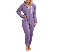 Generisch Combinaison décontractée pour femme avec capuche et oreilles de chat, manches longues, couleur unie, pull confortable et chaud pour le quotidien et le streetwear, lilas, M